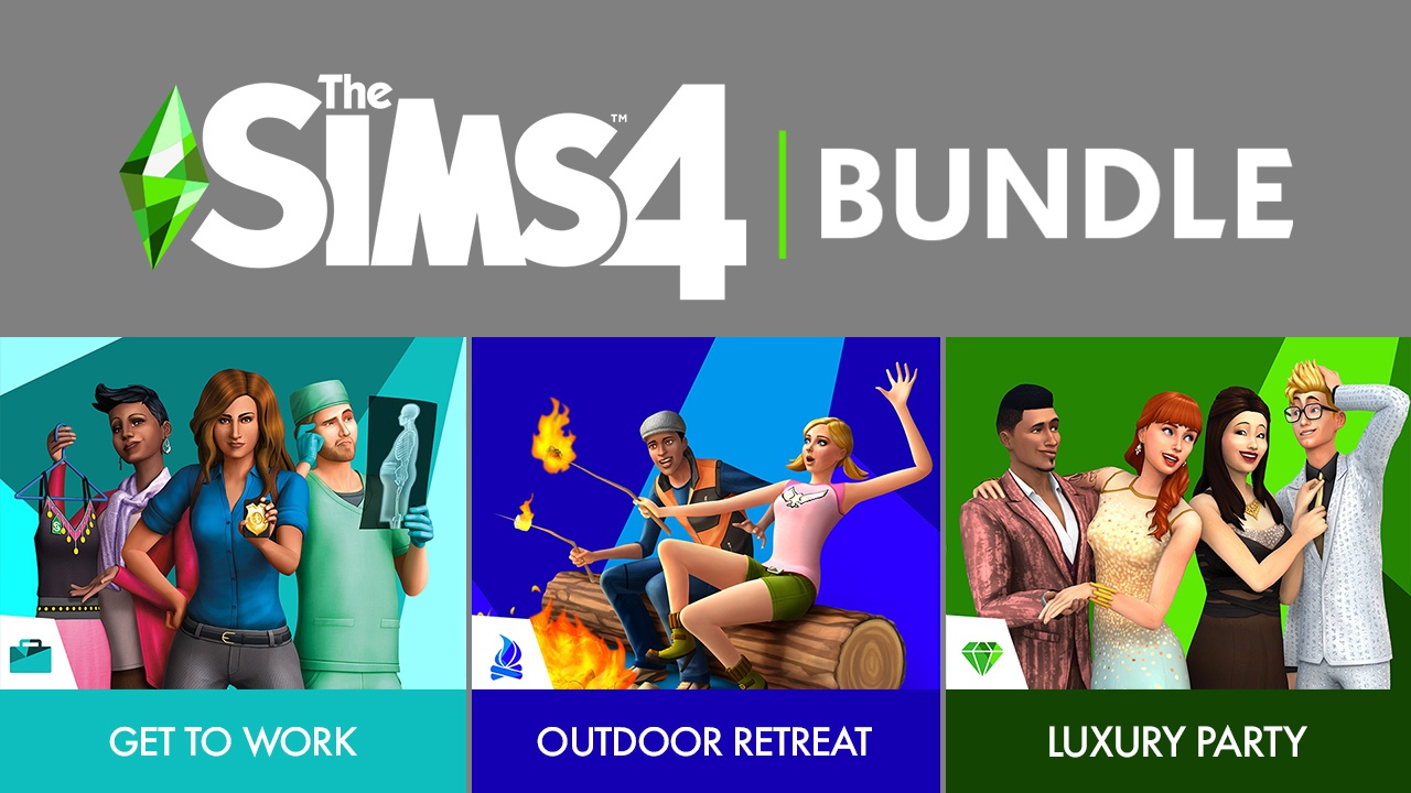 The Sims 4 Bundle - Get to Work, Outdoor Retreat, Luxury Party Stuff DLCs Origin CD Key 54.2 $