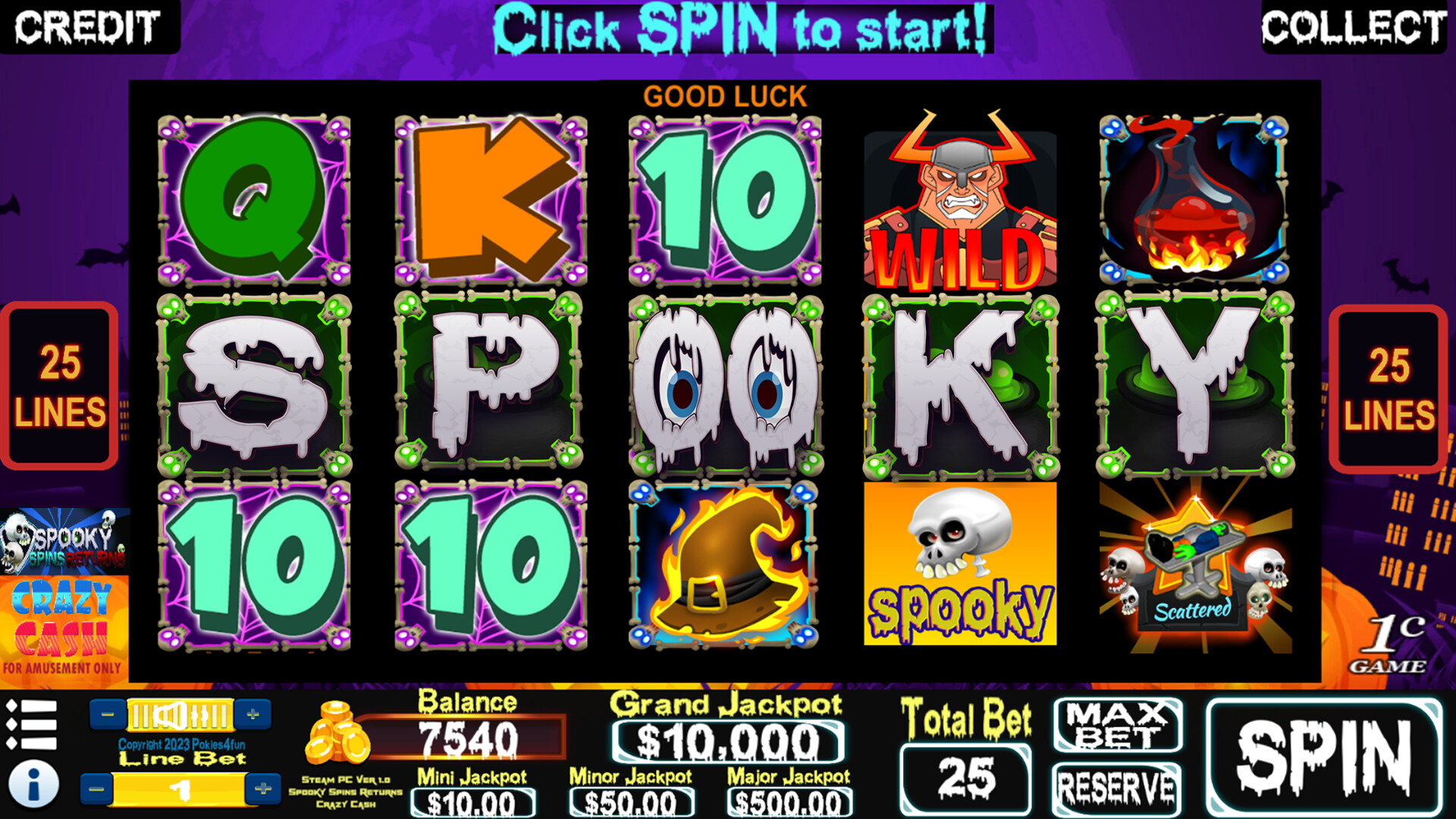 Spooky Spins Returns : Crazy Cash Edition - Slots Steam CD Key 9.79 $