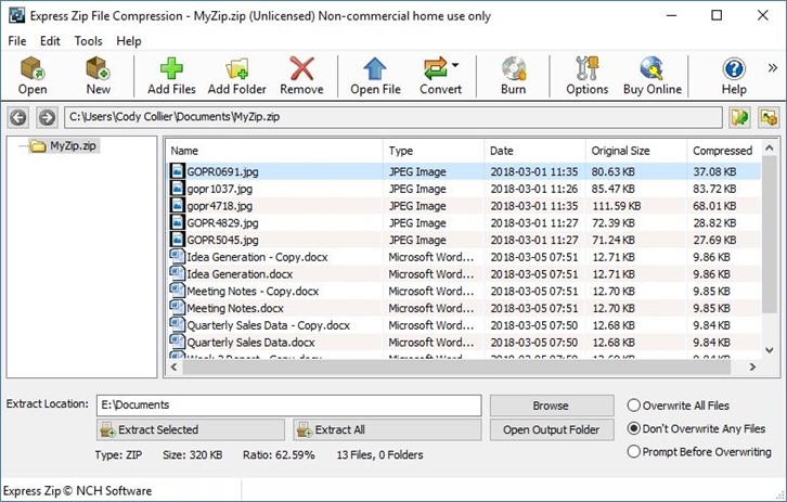 NCH: Express Zip File Compression Key 62.6 $