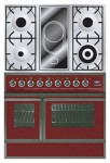 ILVE QDC-90VW-MP Red Kitchen Stove